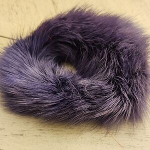 Elegant Fur Hair Scrunchie in Deep Purple